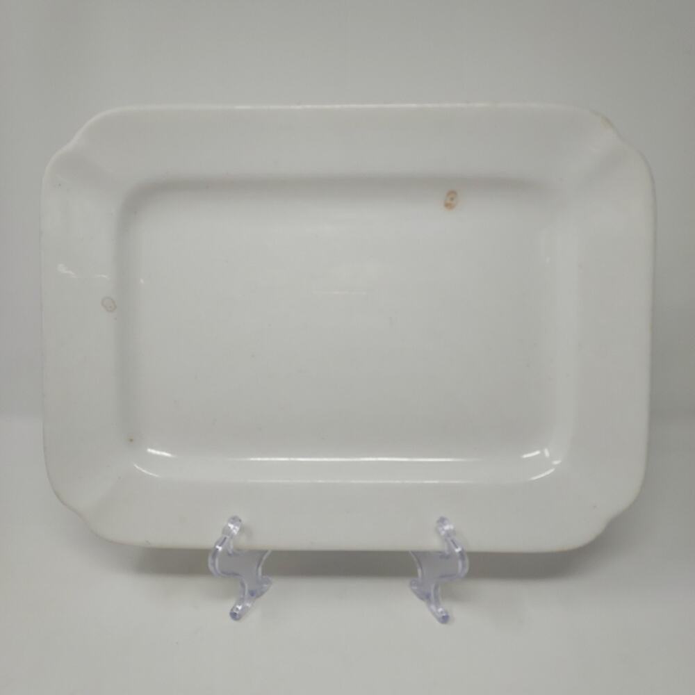 Antique Ironstone Platter White T&R Boote England Marked 10" x 12" Circa 1890